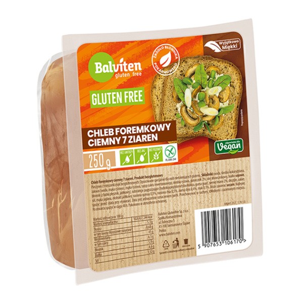Balviten, Chleb foremkowy 7 ziaren, bezglutenowy, 250 g