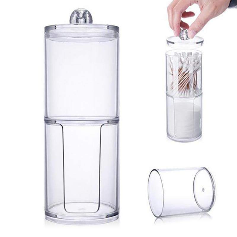 Akryl Transparent Organizer Box Rund Behållare Förvaringsfodral Smink Bomullsrondell Ask Nagelkonst Borttagningspapper Förvaringslåda