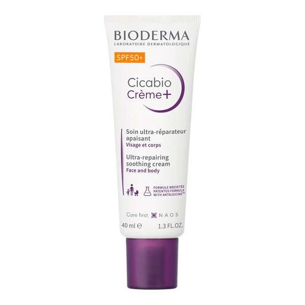 Bioderma Cicabio Creme+, krem łagodząco-odbudowujący SPF 50+, 40 ml