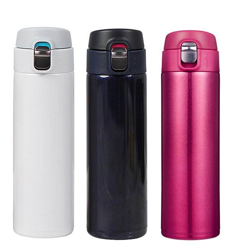 Borraccia termica isolata senza BPA da 450 ml in acciaio inox 304, borraccia termica da viaggio con coperchio a scatto
