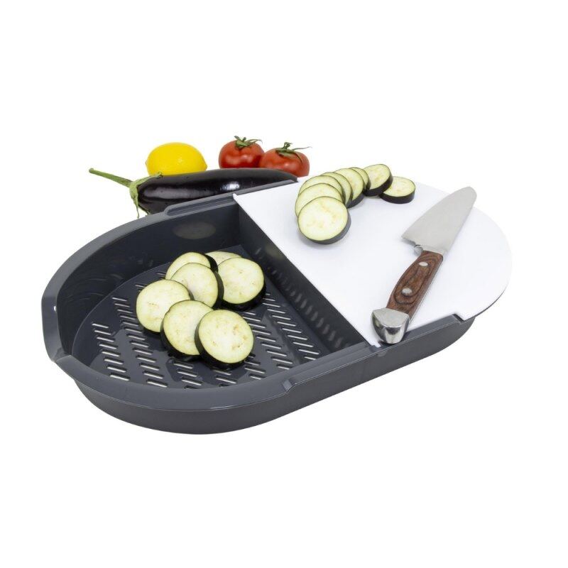 Planche à découper en plastique pour la cuisine, planche à découper à double compartiment pour pommes de terre, oignons, viande, légumes et fruits, ustensiles et accessoires en bois