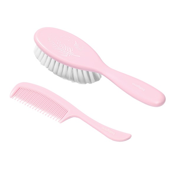 BabyOno, szczotka i grzebień do włosów dla dzieci i niemowląt, naturalne super miękkie włosie, róż
