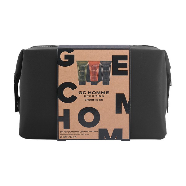 Zestaw LBC GC Homme, Groom & Go, żel do mycia ciała, 100 ml + żel do mycia włosów i brody, 100 ml + regenerujący płyn do kąpieli, 100 ml