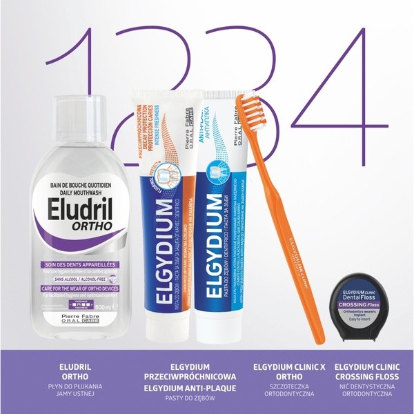 Elgydium Clinic X Orthodontics, szczoteczka dla dorosłych, średnia, 1 szt.