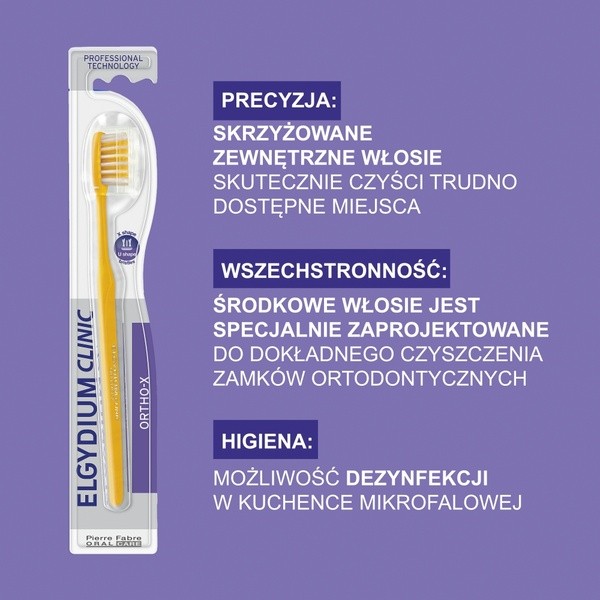 Elgydium Clinic X Orthodontics, szczoteczka dla dorosłych, średnia, 1 szt.
