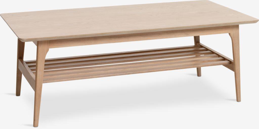 KALBY sofabord 60x120 med hylde, lys eg