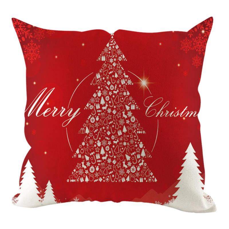 Capa de almofada quadrada 45x45 cm com fecho de zíper invisível, estampa natalina.