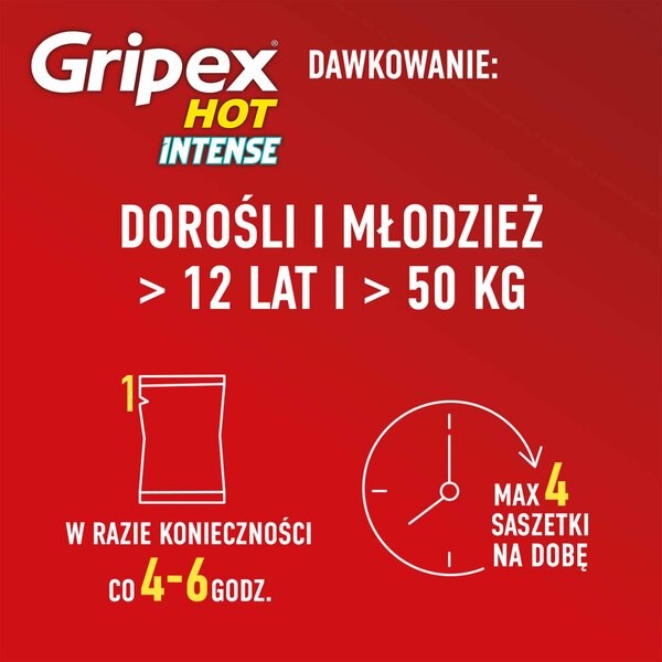 Gripex Hot Intense, proszek do sporządzenia roztworu doustnego, 12 saszetek