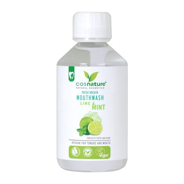 Cosnature, naturalny płyn do płukania ust o smaku limonka-mięta, 300 ml