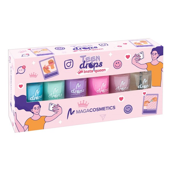 Maga Cosmetics, Teen Drops InstaQueen V.02, zestaw lakierów do paznokci, 6 x 6 ml