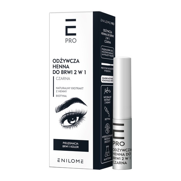 Enilome Pro, odżywcza henna do brwi 2 w 1, czarna, 3 ml