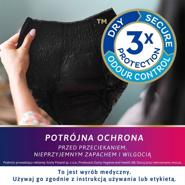 Majtki chłonne TENA Lady Pants Plus Noir OTC Edition, rozmiar L, 8 szt.