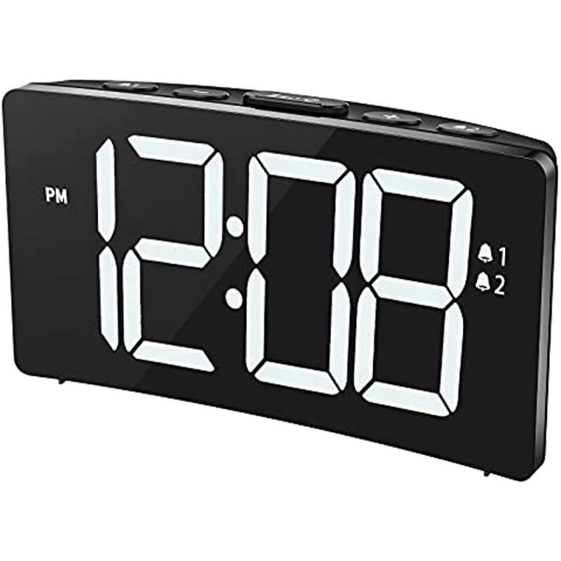 Wekker, wekker voor de slaapkamer met instelbare helderheid, dubbel alarm, groot en duidelijk display, 3 alarmgeluiden, instelbaar volume, eenvoudig in te stellen, LED-elektrische klok (adapter niet inbegrepen)