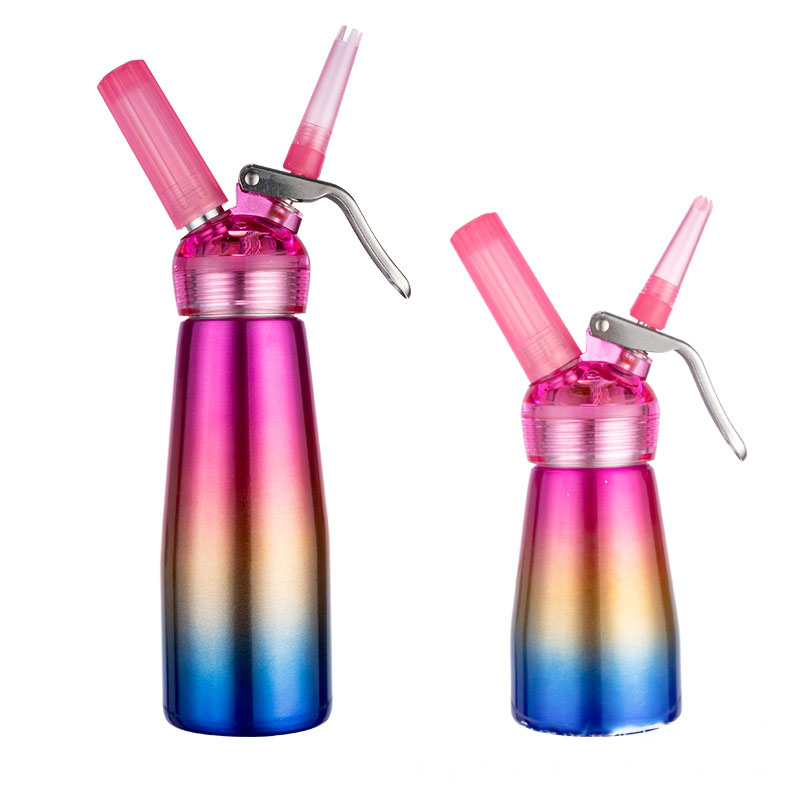 250 500ml tęczowy aluminiowy dozownik do bitej śmietany, kuchenny syfon do śmietany, narzędzia deserowe, spienianie, z końcówkami, kroplomierzem, pudełko prezentowe