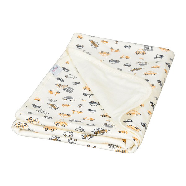 Babymatex Ines, bawełniany kocyk dwustronny, wzór: auta, 75 cm x 100 cm, 1 szt.