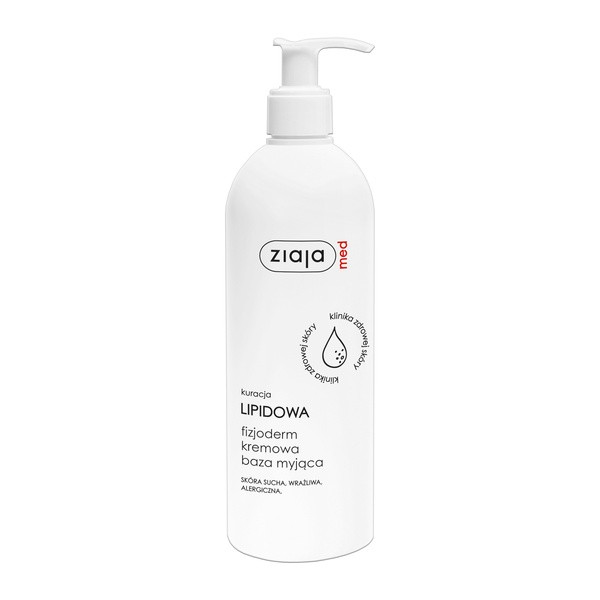 Ziaja Med Kuracja Lipidowa Fizjoderm, kremowa baza myjąca, skóra bardzo wrażliwa, alergiczna, 400 ml