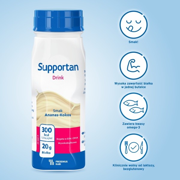 Supportan Drink, płyn o smaku ananas kokos, 4 x 200 ml