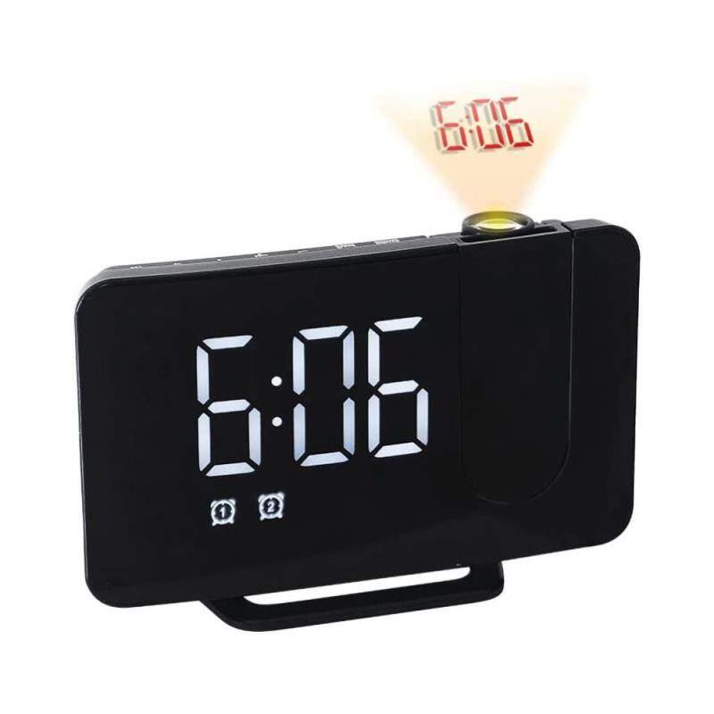 Sveglia digitale a LED con ampio display e funzione snooze, superficie a specchio