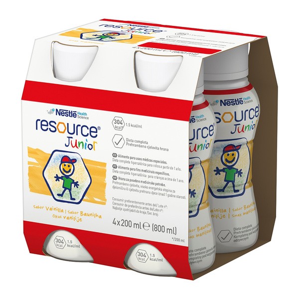 Resource Junior, płyn o smaku waniliowym, 4 x 200 ml