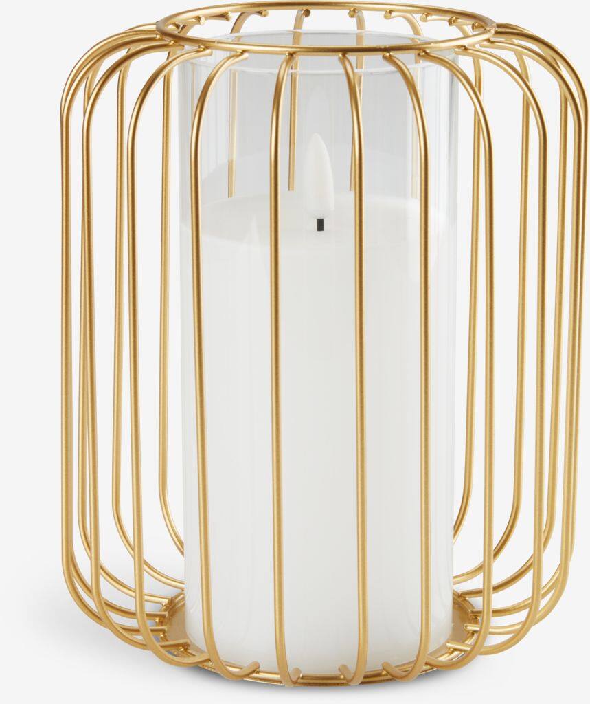 KRESTER KRESTER lyslanterne Ø15xH18cm guld med LED-dioder