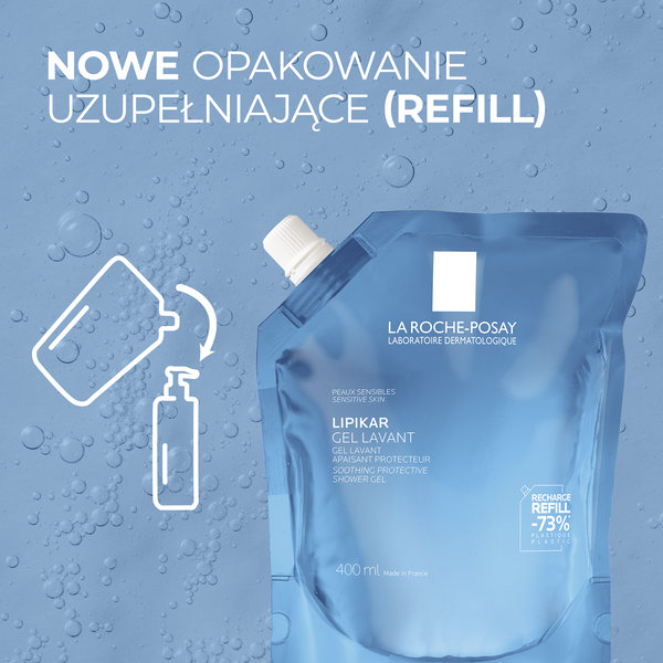 La Roche-Posay, Lipikar Gel Lavant, żel myjąco-kojący, refill, 400 ml