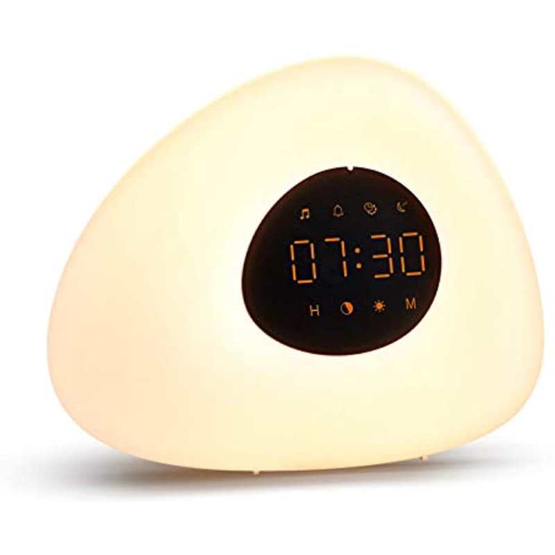 iHomma Wake up Light Sunrise Alarm Clock Meerdere alarmgeluiden RGB + Warm Licht Touch Control Oogbeschermend Nachtlampje voor Kinderen