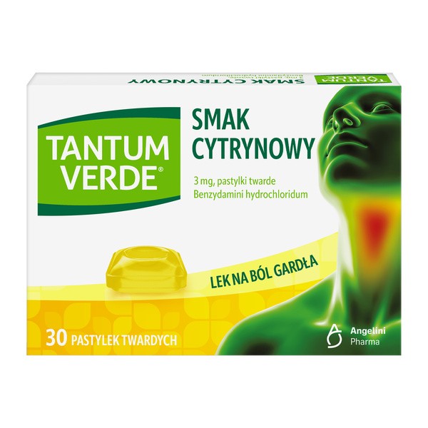Tantum Verde smak cytrynowy, 3 mg, pastylki twarde, 30 szt.