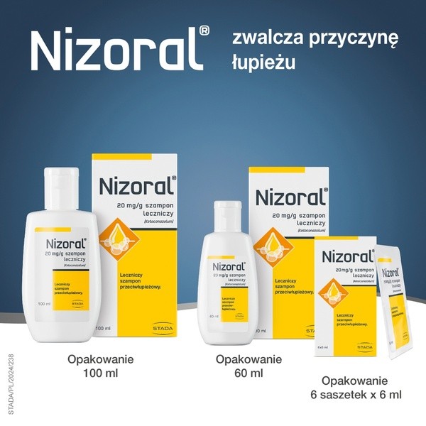 Nizoral, 20 mg/g, szampon leczniczy, saszetki, 6 ml, 6 szt.