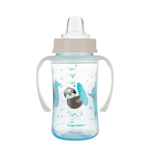 Canpol Easy Start, kubek treningowy, Exotic Animals, niebieski, 240 ml