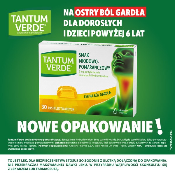 Tantum Verde smak miodowo-pomarańczowy, 3 mg, pastylki twarde, 30 szt.
