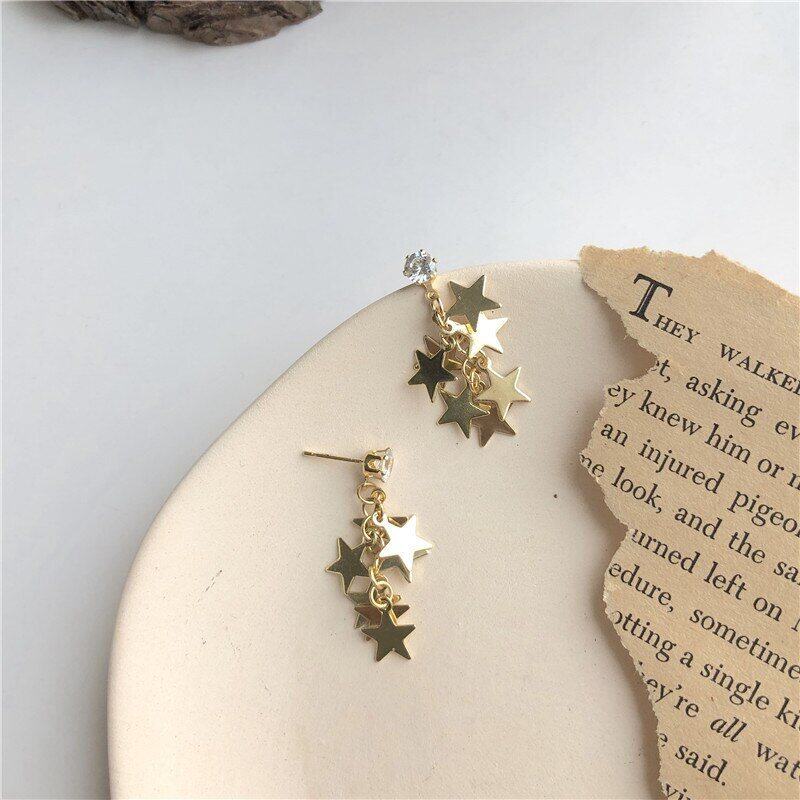 « Ocean Girl » – Boucles d'oreilles puces en forme de cœur – Design étoile à cinq branches – Clips d'oreilles élégants