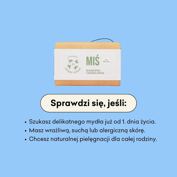 Mydlarnia 4 Szpaki, Miś z wegańską lanoliną, naturalne mydło w kostce, 110 g