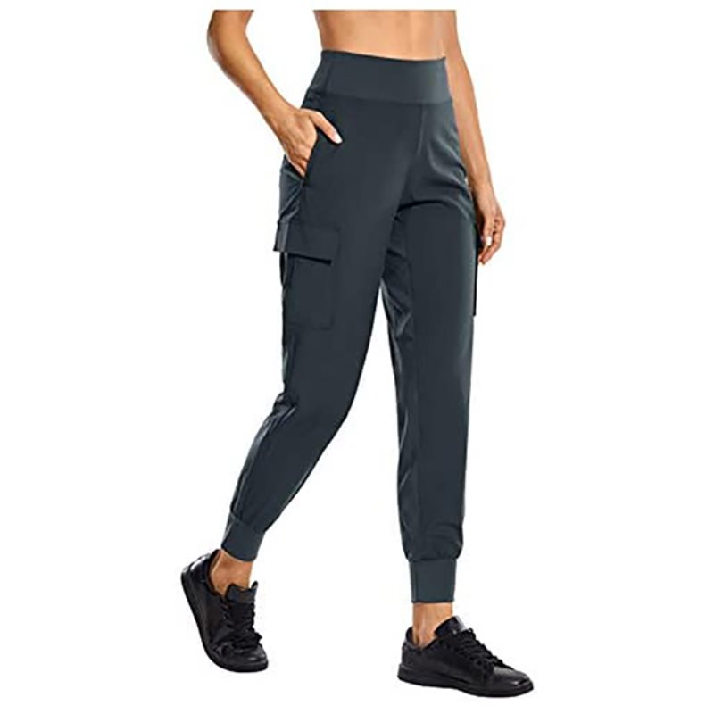 Resejoggingbyxor med fickor Snabbtorkande vandringsbyxor med hög midja Workout Lounge i damklädbutik