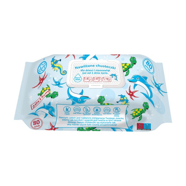 Testeo, chusteczki nawilżające dla dzieci i niemowląt od 1. dnia życia, 80 szt.