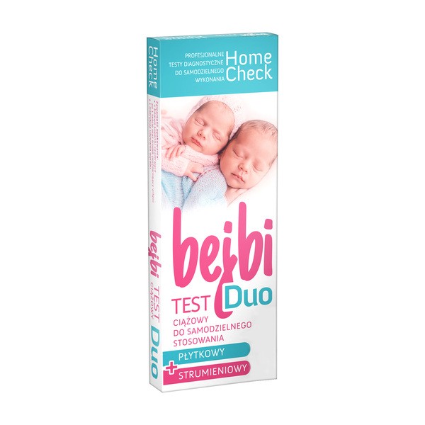 Home Check Bejbi Duo, test ciążowy, płytkowy + strumieniowy, 2 szt.