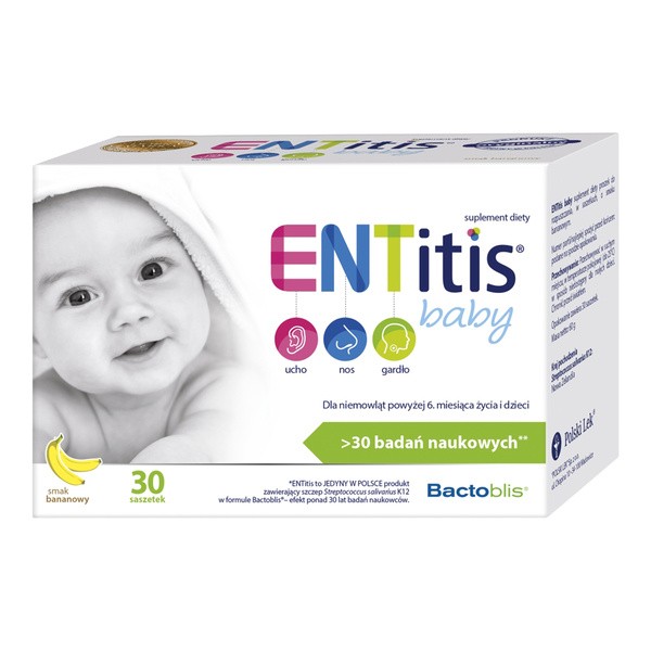 ENTitis Baby, proszek, smak bananowy, 30 saszetek
