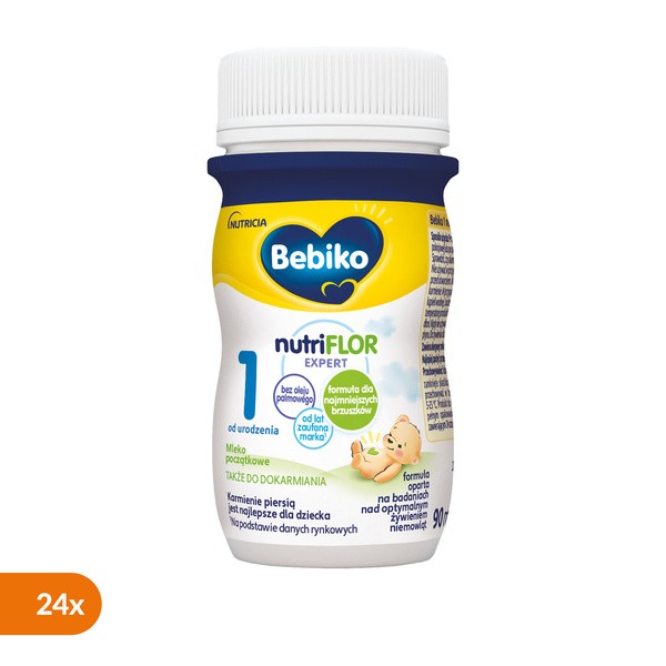 Bebiko 1 NUTRIflor Expert, mleko początkowe od urodzenia w płynie, 24 x 90 ml