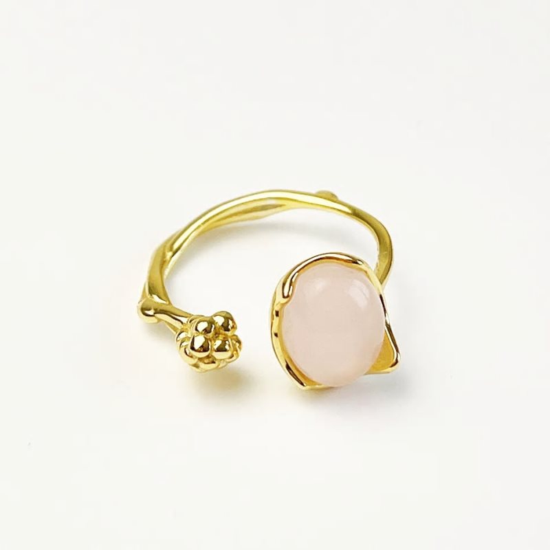 Pierscionek ze srebra proby 925 prosty spersonalizowany modny Temperament regulowany rozowy krysztalowe pierscionki dla kobiet zlote imprezowe bizuterie