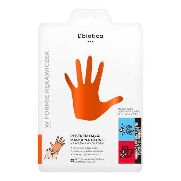 L`Biotica, regenerująca maska na dłonie w rękawiczkach, 26 g