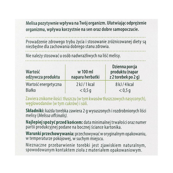 ZIELNIK DOZ Melisa, zioła do zaparzania, 2 g x 30 szt.