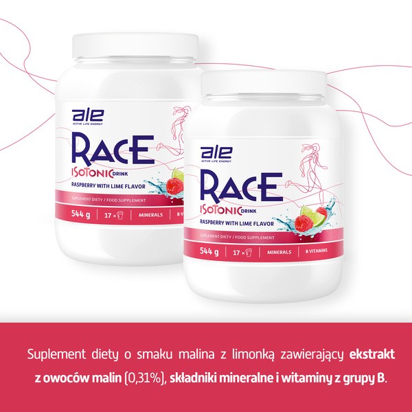 Ale Race Isotonic Drink Raspberry & Lime Flavor, proszek, 544 g
