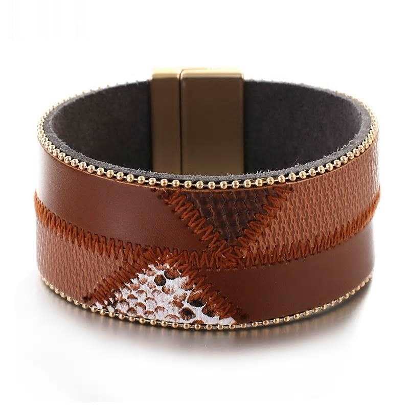prosta Mulitilayer skora lamparta bransoletka dla kobiet moda nici do szycia Splice bransoletki weza bransoletki damskie