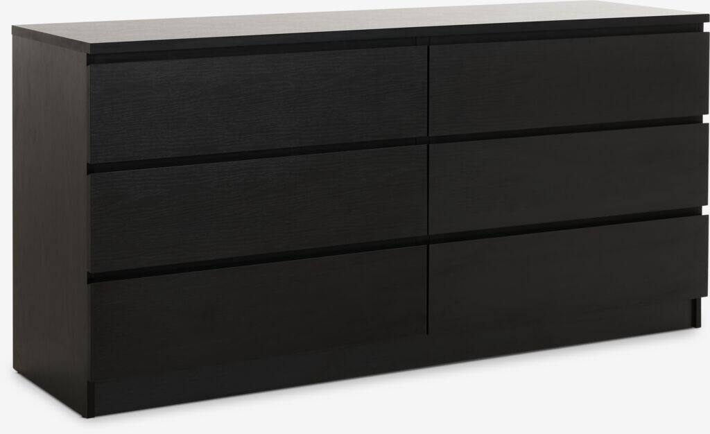 LIMFJORDEN LIMFJORDEN kommode, 6 skuffer, sort