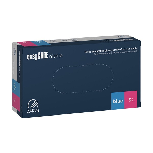 EasyCare nitrile, bezpudrowe rękawice diagnostyczne, nitrylowe, niejałowe, niebieskie, rozmiar S, 100 szt.