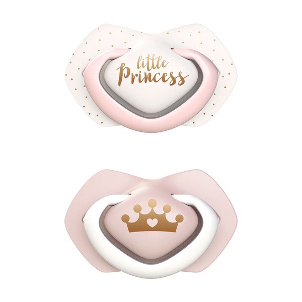 Canpol Babies, smoczek silikonowy, symetryczny, Royal Baby, 0-6 m, pink, 2 szt.