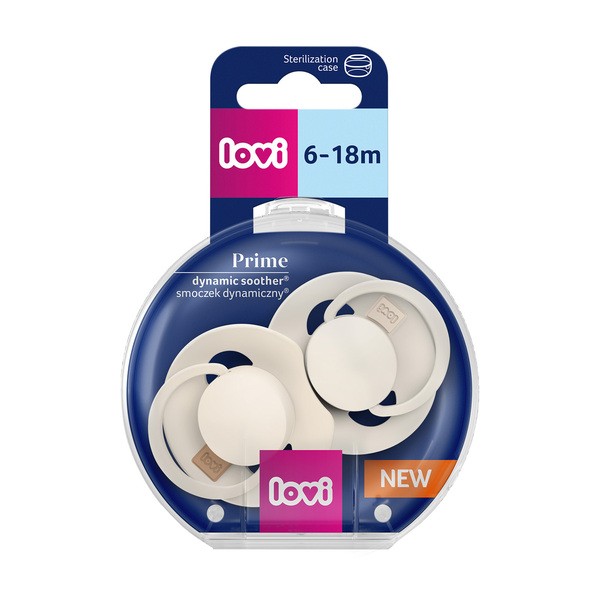 Canpol Lovi Prime, dynamiczny smoczek uspokajający silikonowy, 6-18 m Coconut/Ivory, 2 szt.
