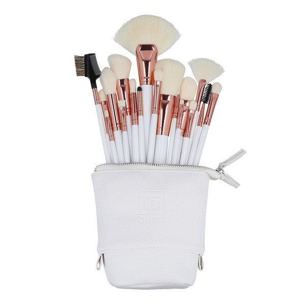 Ilu Basic, Zestaw 18 pędzli do makijażu + etui, biały