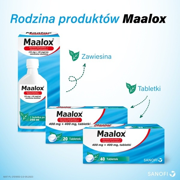 Maalox, (35 mg+40mg)/ml, zawiesina doustna, 250 ml
