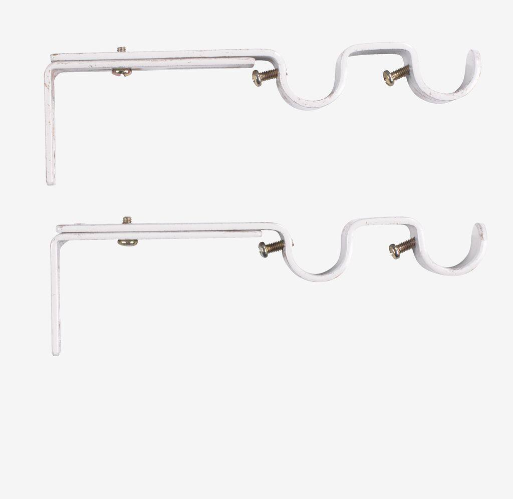 Dobbelt stangholder Ø19mm hvid/guld