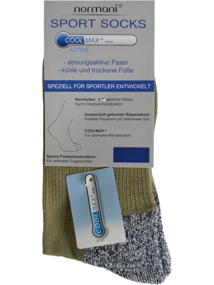 normani 2 Paar Coolmax Trekking-Funktionssocken in Khaki günstig kaufen